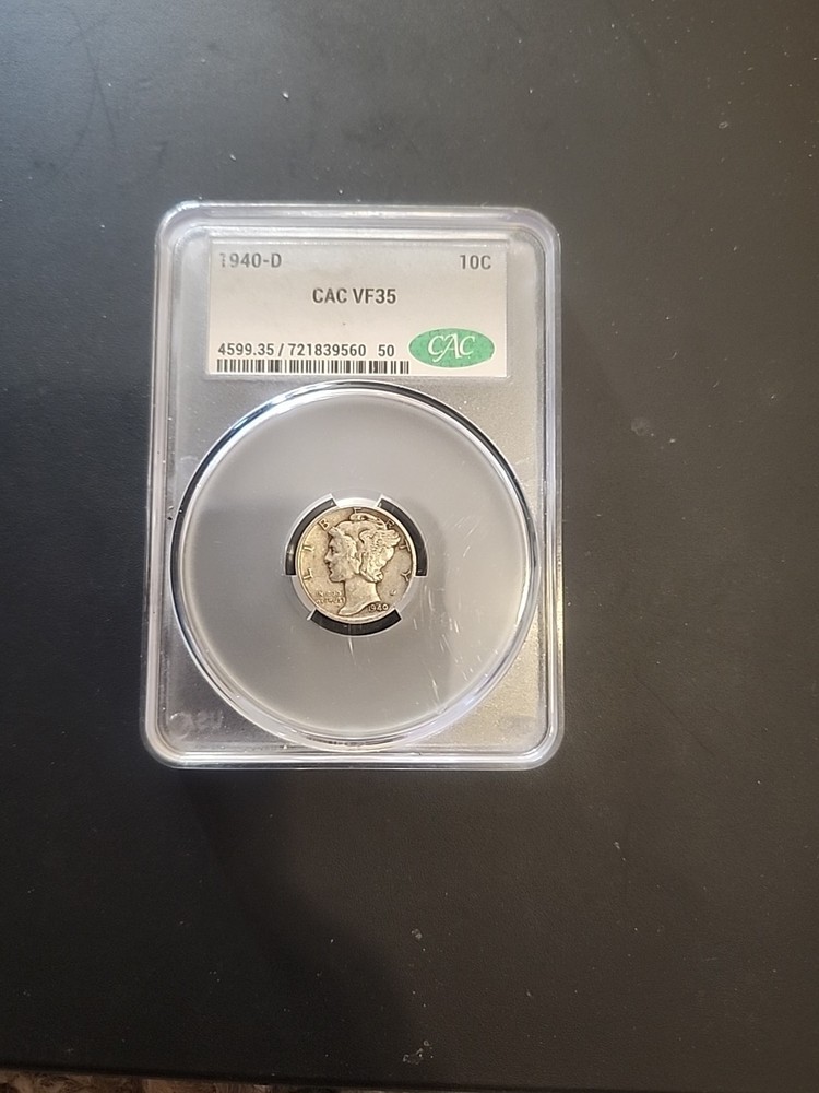 CAC VF 35 Mercury Silver Dime CAC Certified