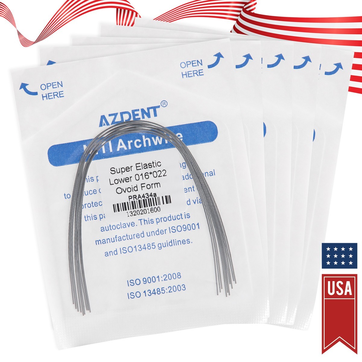 AZDENT Dental Ortho Braces Super Elastic Niti Ovoid Form Rectangular Arch Wires