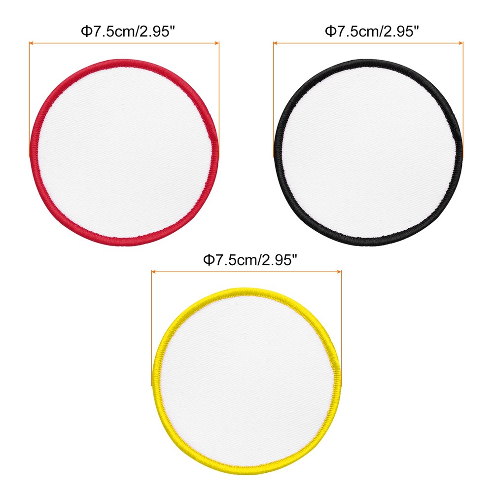 60pcs Sublimation Patch Blank Round White with Black/Red/Yellow Border