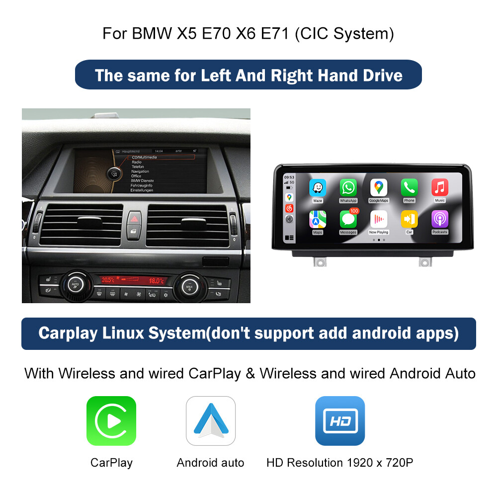 For BMW X5 E70 X6 E71 CIC 2011-2013 10.25'' Android Auto CarPlay Car TouchScreen