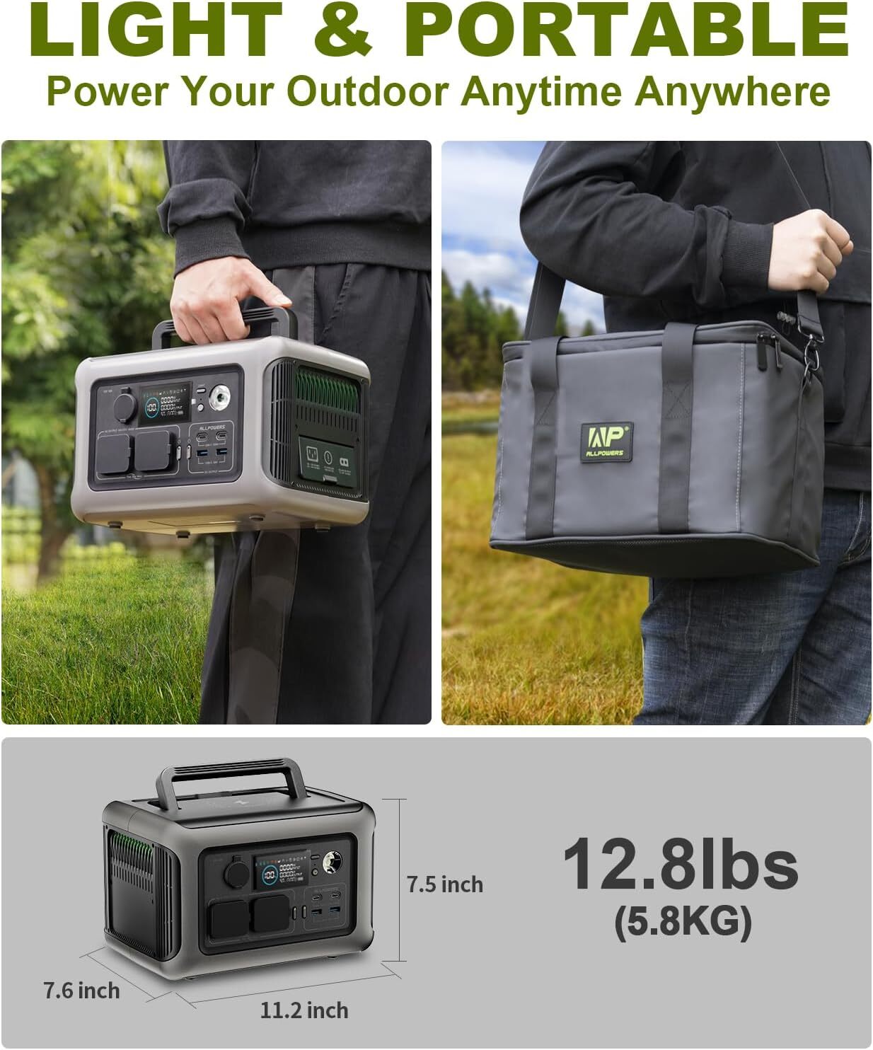 ALLPOWERS 600W|299Wh Solar Generator with 100W Solar Panel for outdoor camping