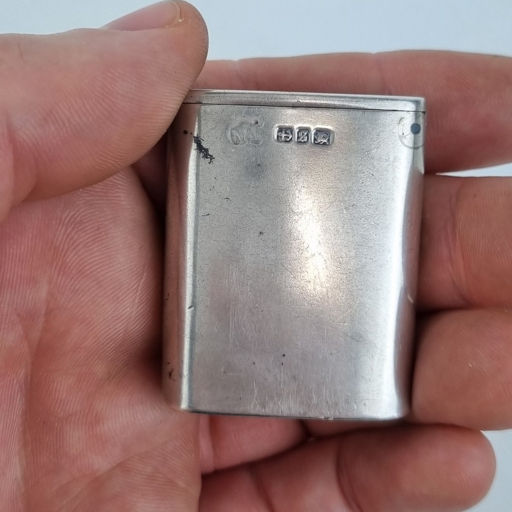 Antique Solid Silver Vesta Case With Inscription Birmingham 1892
