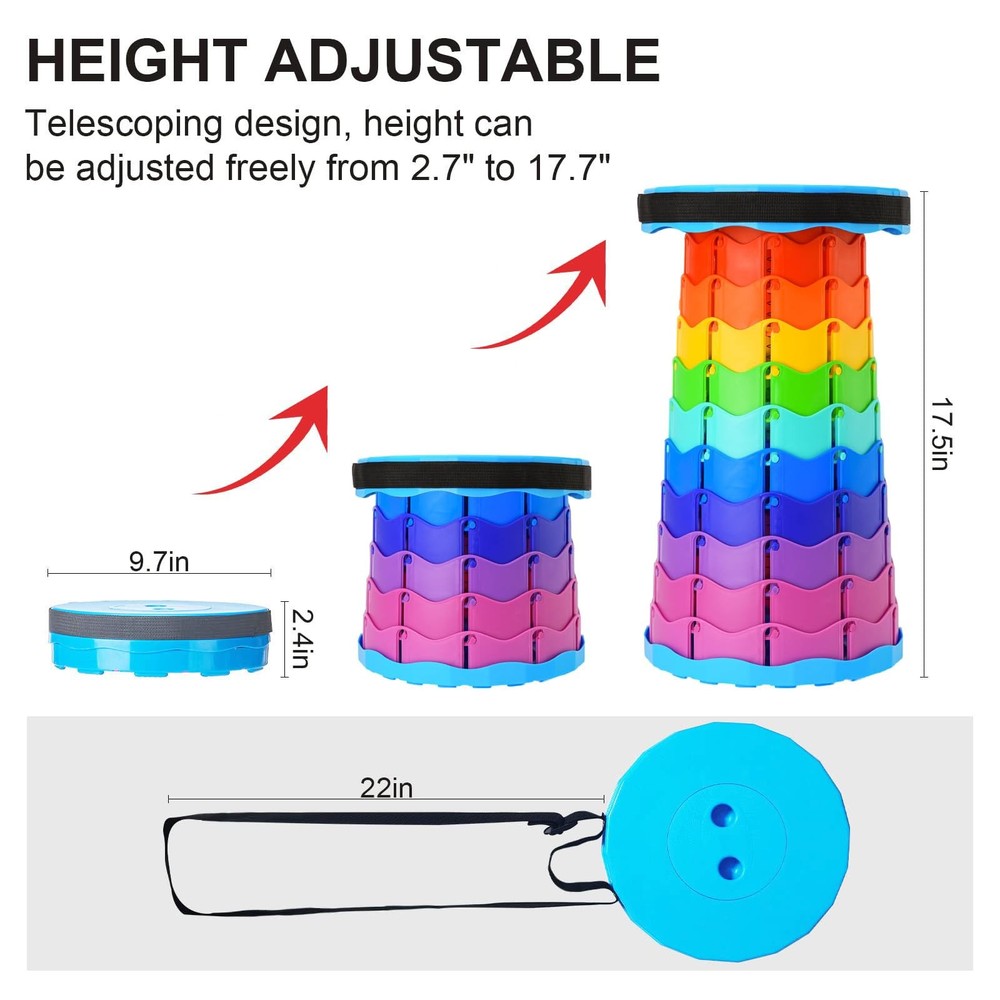 Upgraded Foldable Stool Thickened, Portable Collapsible Stool Retractable Sto...