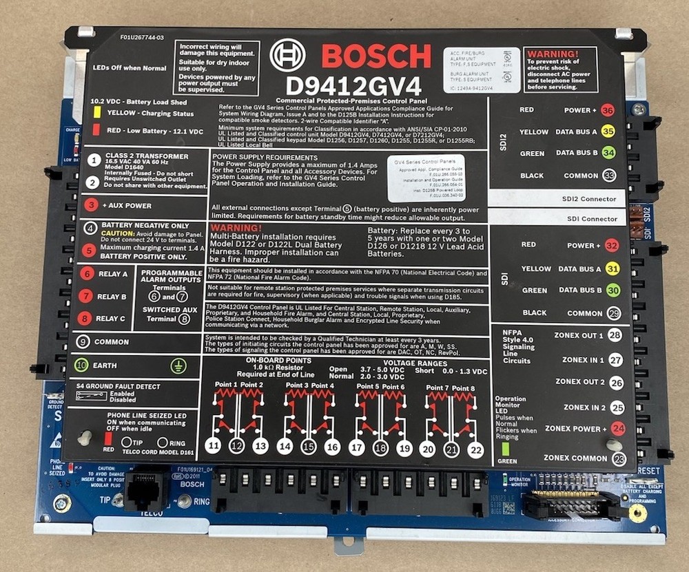 Bosch D9412GV4 Protected-Premises Control Commercial Security Panel Board AS IS