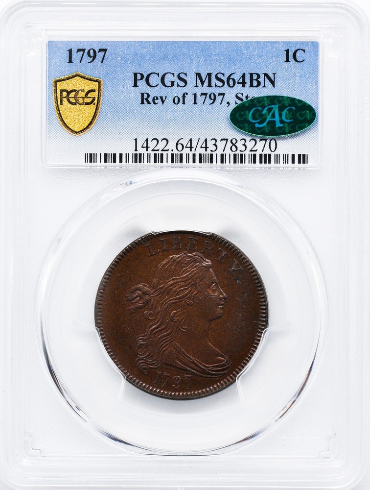 1797 DRAPED BUST 1C PCGS MS 64 BN