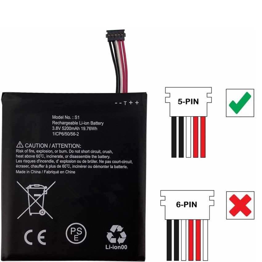 New Replace S1 (5-Pins) Battery For Ring Video Doorbell -5 Cable Version ONLY