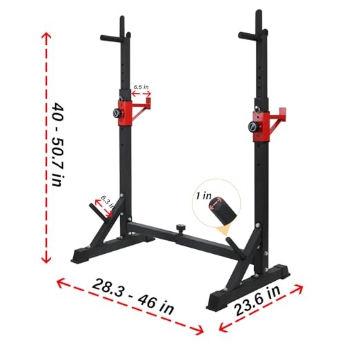 Adjustable Squat Rack Stand with Barbell Rack, Weight Plate Holder, J