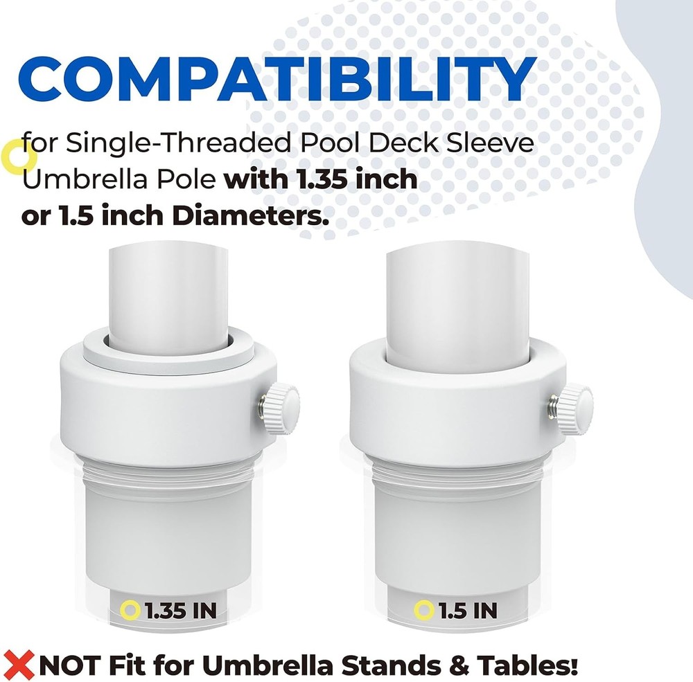 ANTOBLE Umbrella Pole Stabilizer Adapter Insert for Baja Deck Pool Sleeves,...