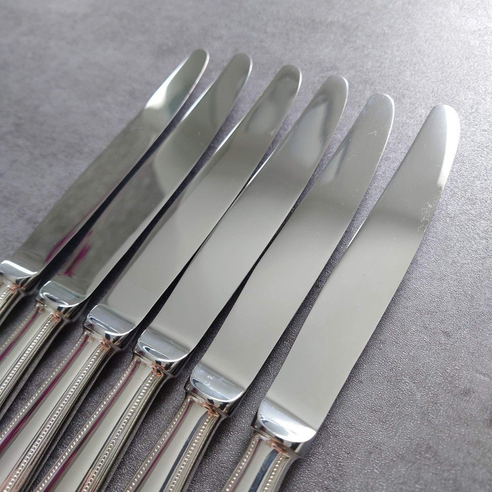 Christofle Perles 6pcs Silverplate Flatware Table Knife Excellent