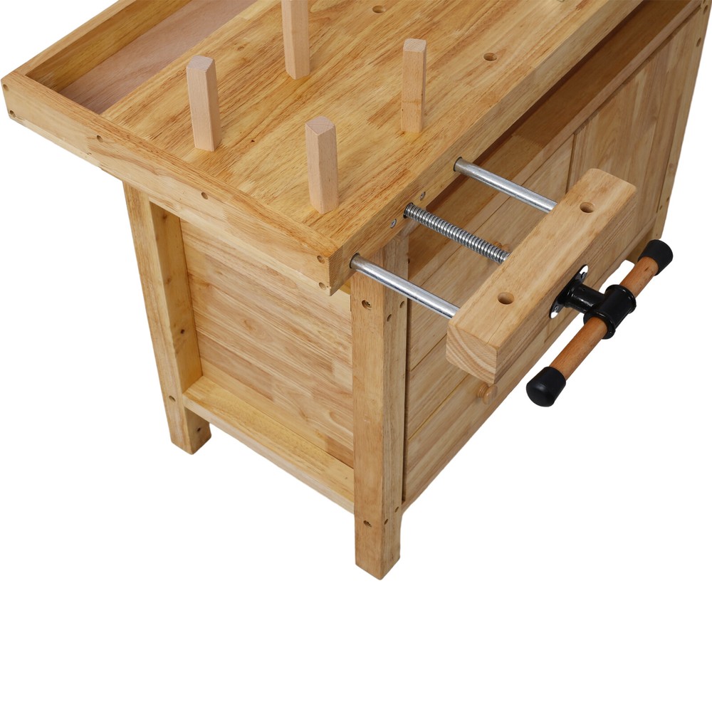 Wood Workbench - Wooden Workbench for Garage Workshop & Home Durable Versatile
