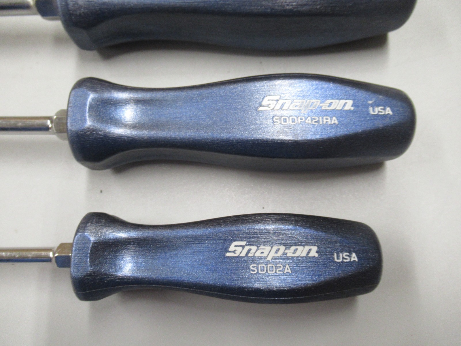 Set of 4 Snap-On SDD Flat & Phillips Blue Pearl Hard Handle Screwdrivers