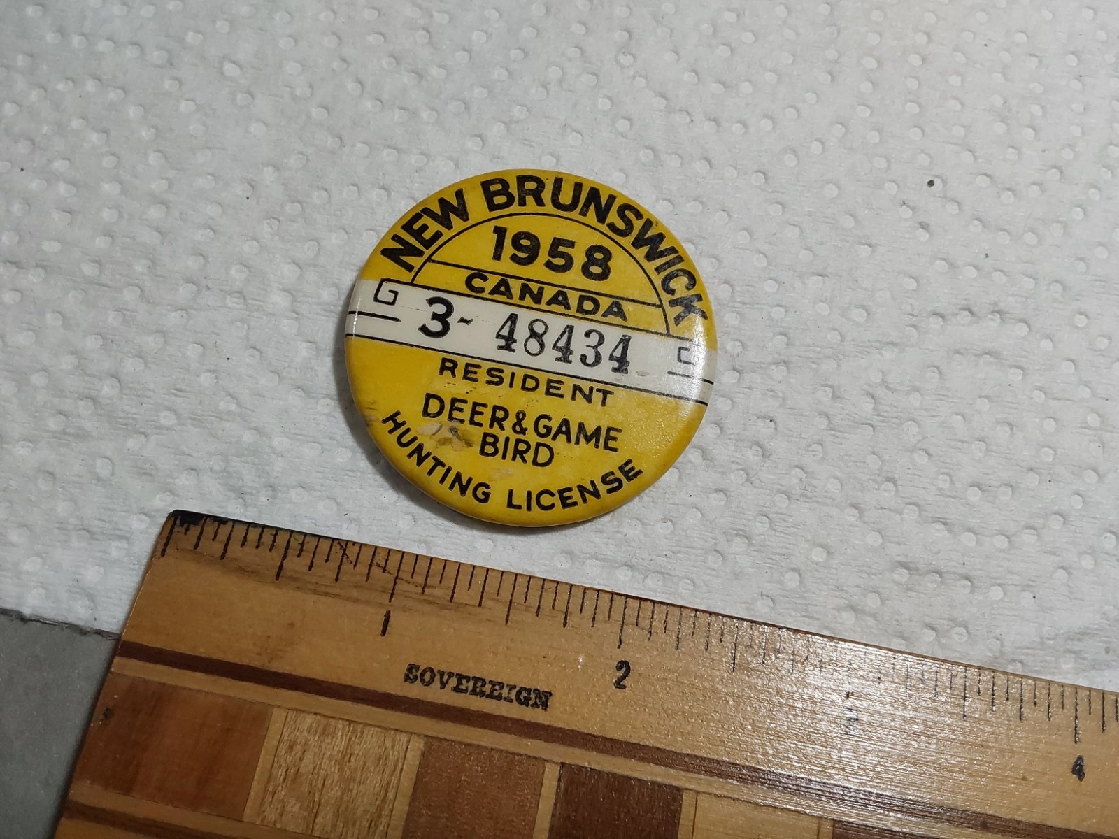 1958 NEW BRUNSWICK, CANADA RESIDENT DEER GAME & BIRD HUNTING LICENSE