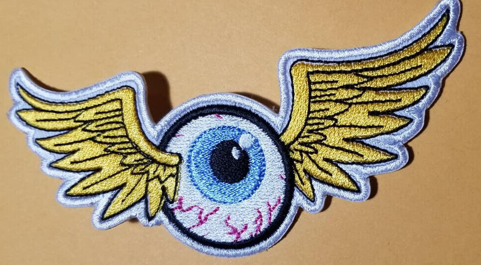 Mooneyes with Wings Embroidered Patch approx 2.25 x 5"