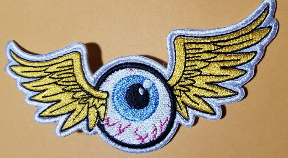 Mooneyes with Wings Embroidered Patch approx 2.25 x 5"
