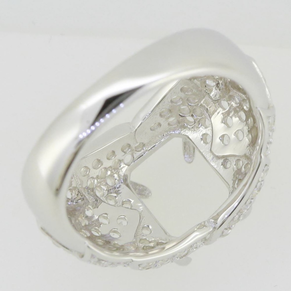 Sterling Silver Semi Mount Ring Setting Emerald OCT 10x8mm