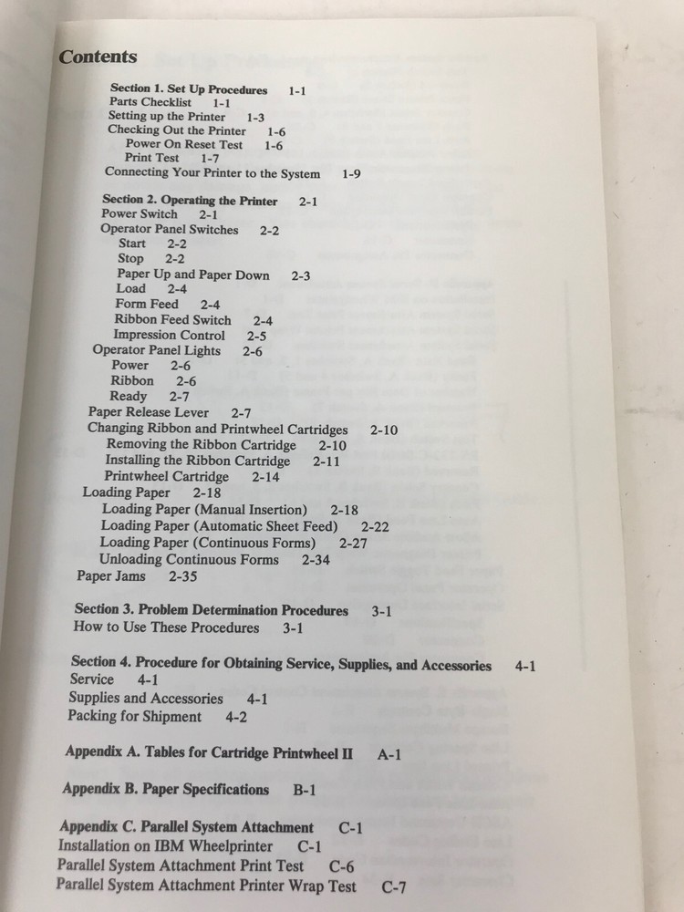 IBM WHEELPRINTER (MODEL 5216) GUIDE TO OPERATIONS MANUAL 8509384