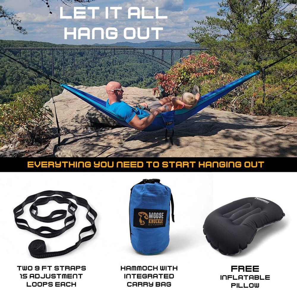 Mooseknuckle Outdoors XL Double Camping Hammock (Blue)