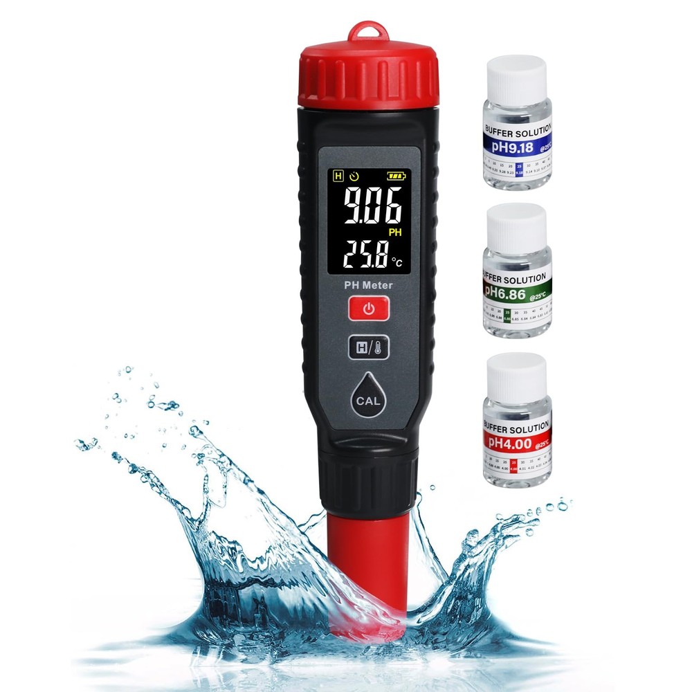 Digital PH Meter with LCD Display, Temperature Measurement, Automatic...