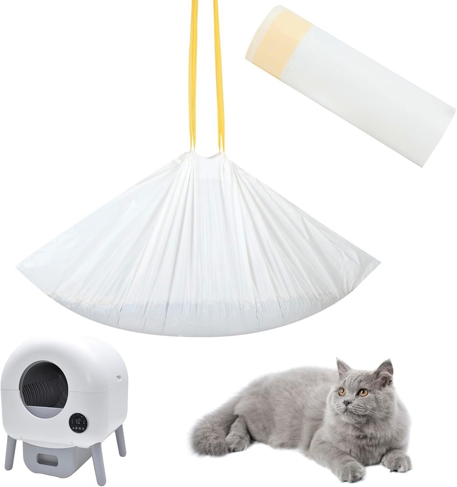 Durable & Odor-Control Cat Litter Box Liners with Easy Tie Drawstring - 20 Count