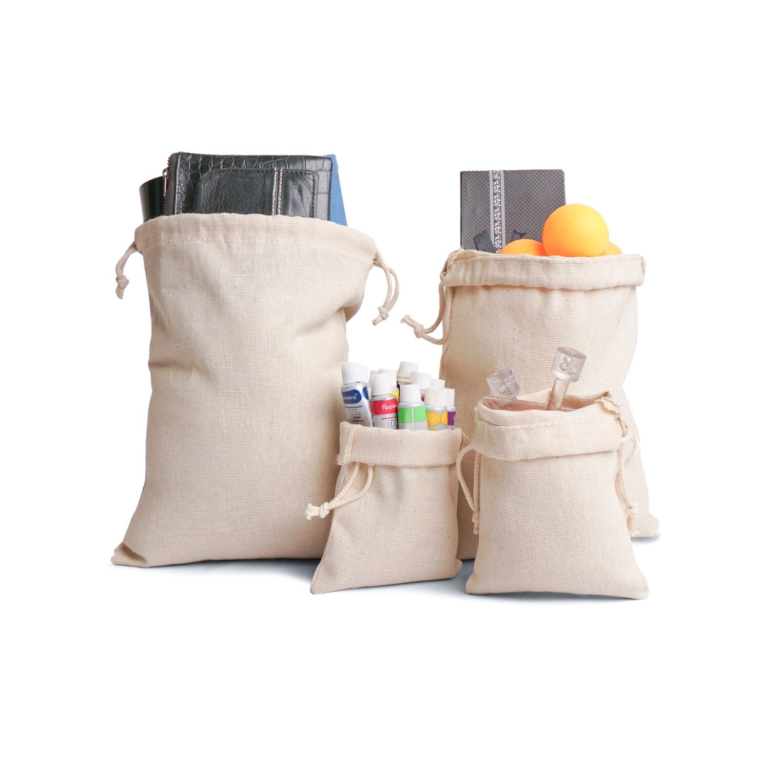 8 x 10 Inches Canvas Cotton Double Drawstring Reusable Premium Quality Bags