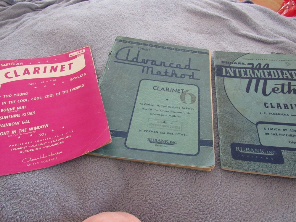 Lot 3 Vintage Clarinet Music-Rubank Advanced-Intermediate Method -Popular Solos