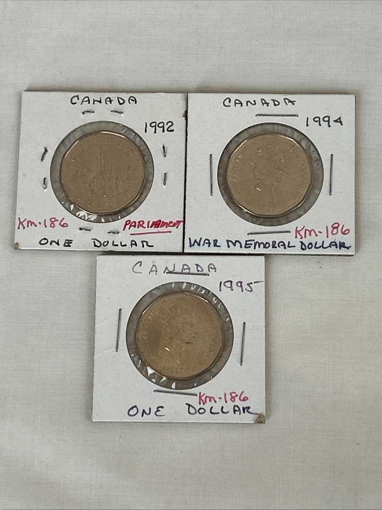 🇨🇦​ *** CANADA 1992, 1994, 1995 DOLLAR "LOONIE" SET
