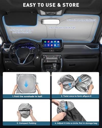 Graphene Windshield Sun Shade, 57" x 30" Foldable Front Window Sunshade, 2026