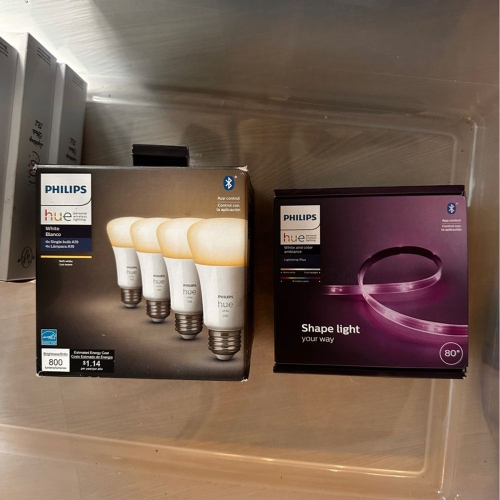 Philips Hue Smart Lighting Bundle A19 Bulbs + Color Lightstrip Plus