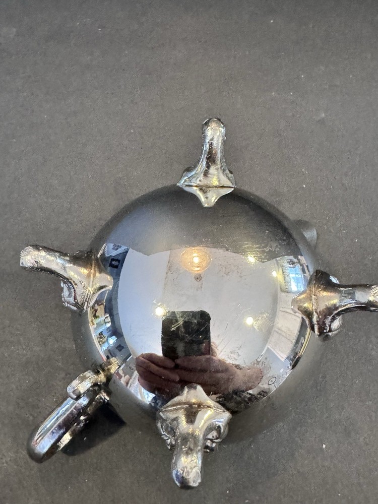 Vintage Silver Plate Creamer ornate on Rococo Floral Handle ~ 3” diameter ￼