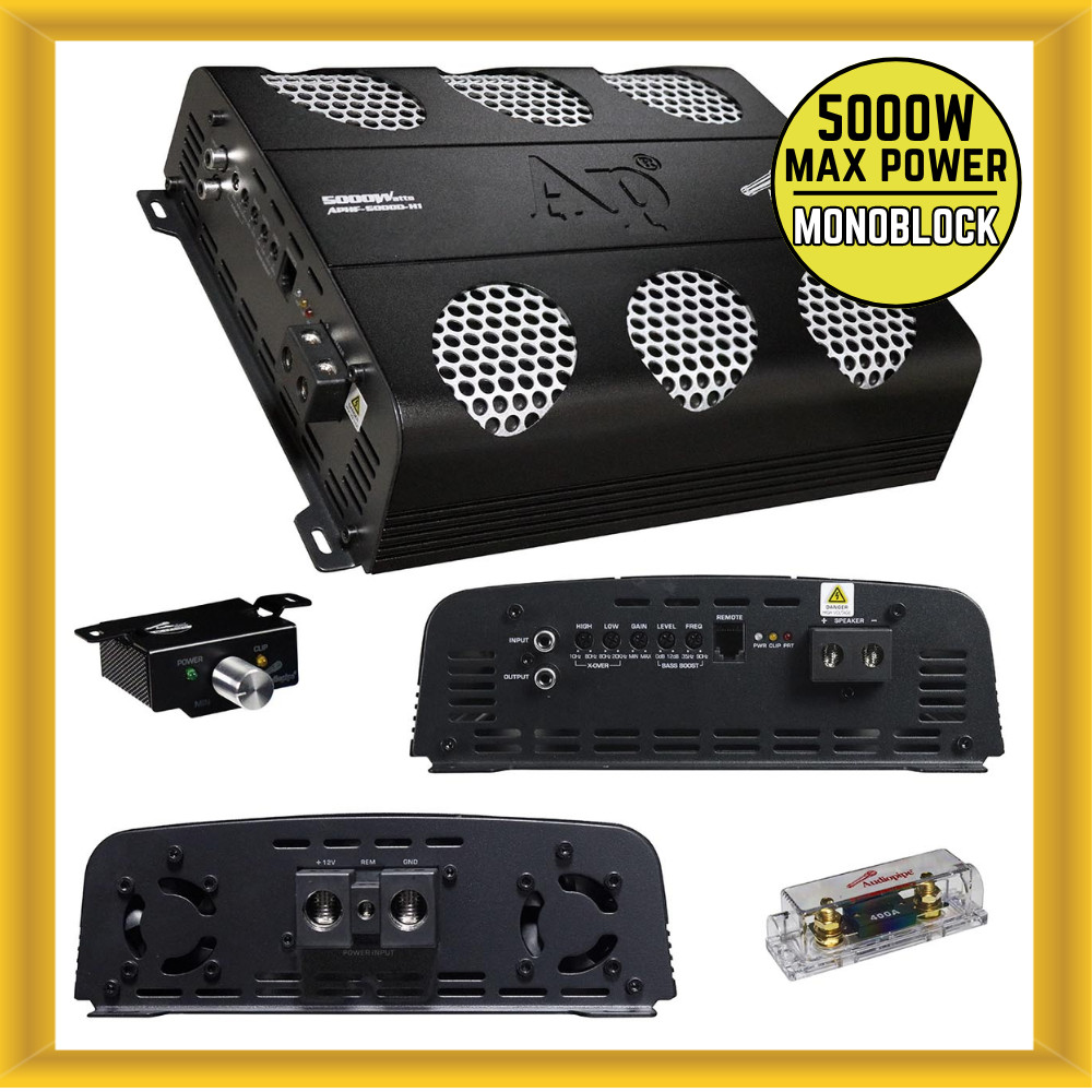 Audiopipe APHF-5000D-H1 Full Range Class D Monoblock Amplifier, 5000 Watts Max