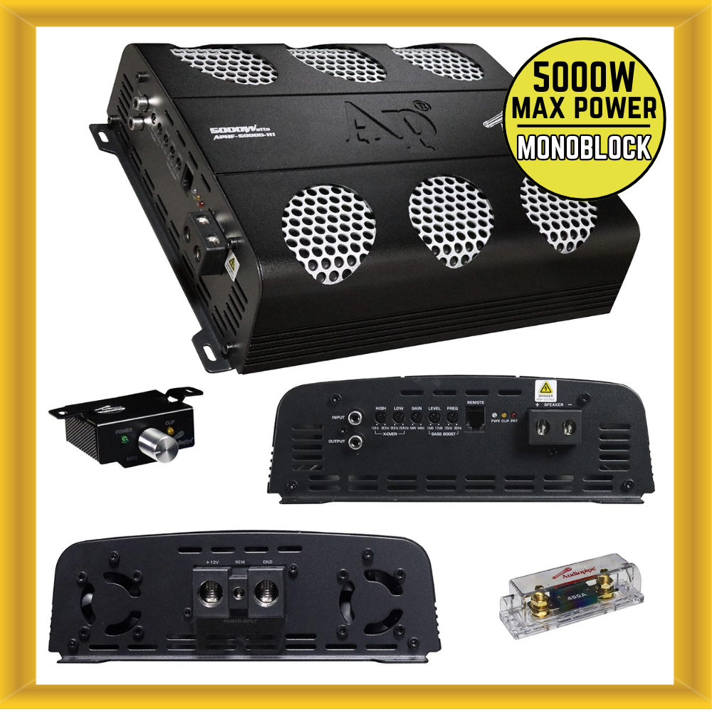 Audiopipe APHF-5000D-H1 Full Range Class D Monoblock Amplifier, 5000 Watts Max