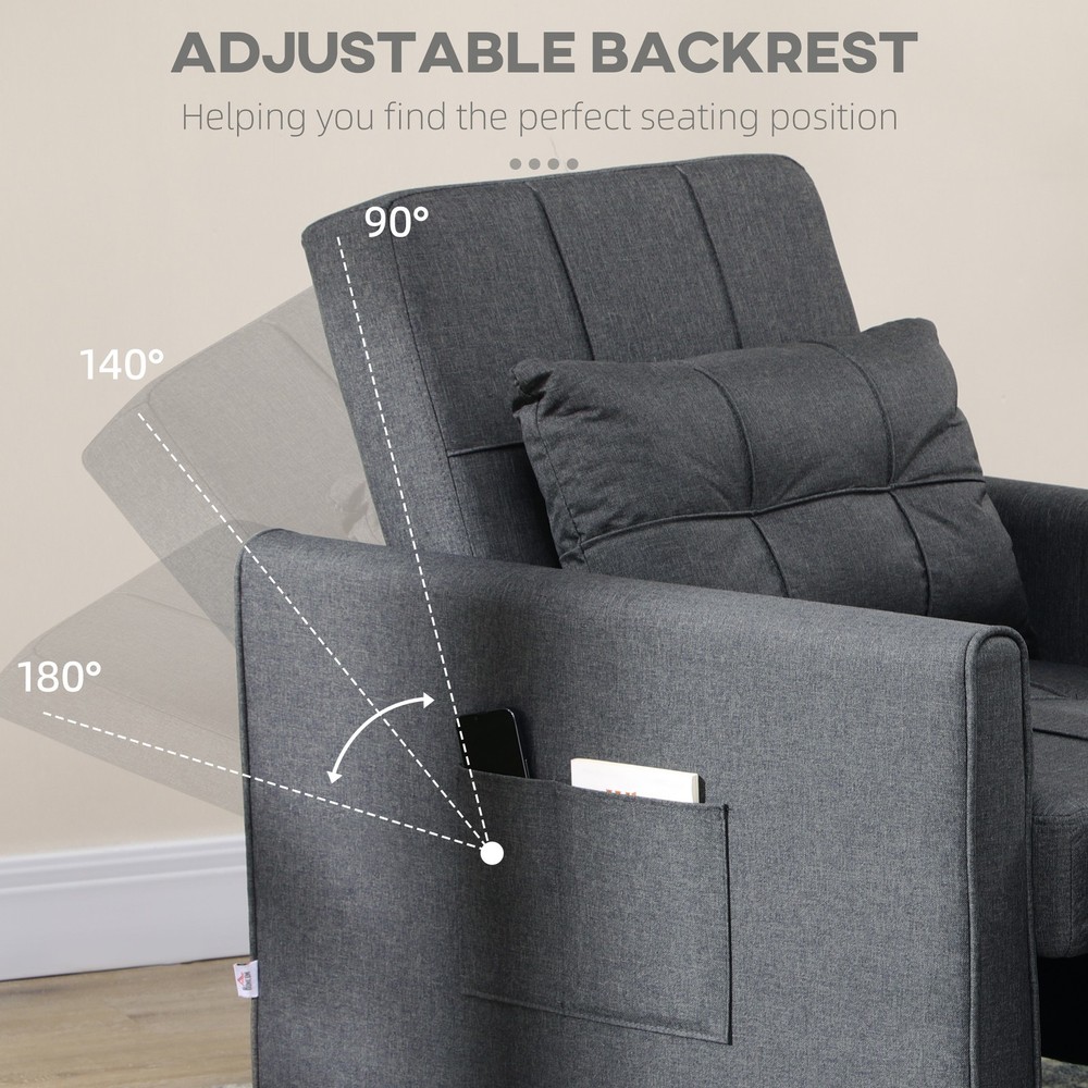 3-in-1 Convertible Chair Multi-Functional Single Sofa Bed Pull Out Sleeper Couch