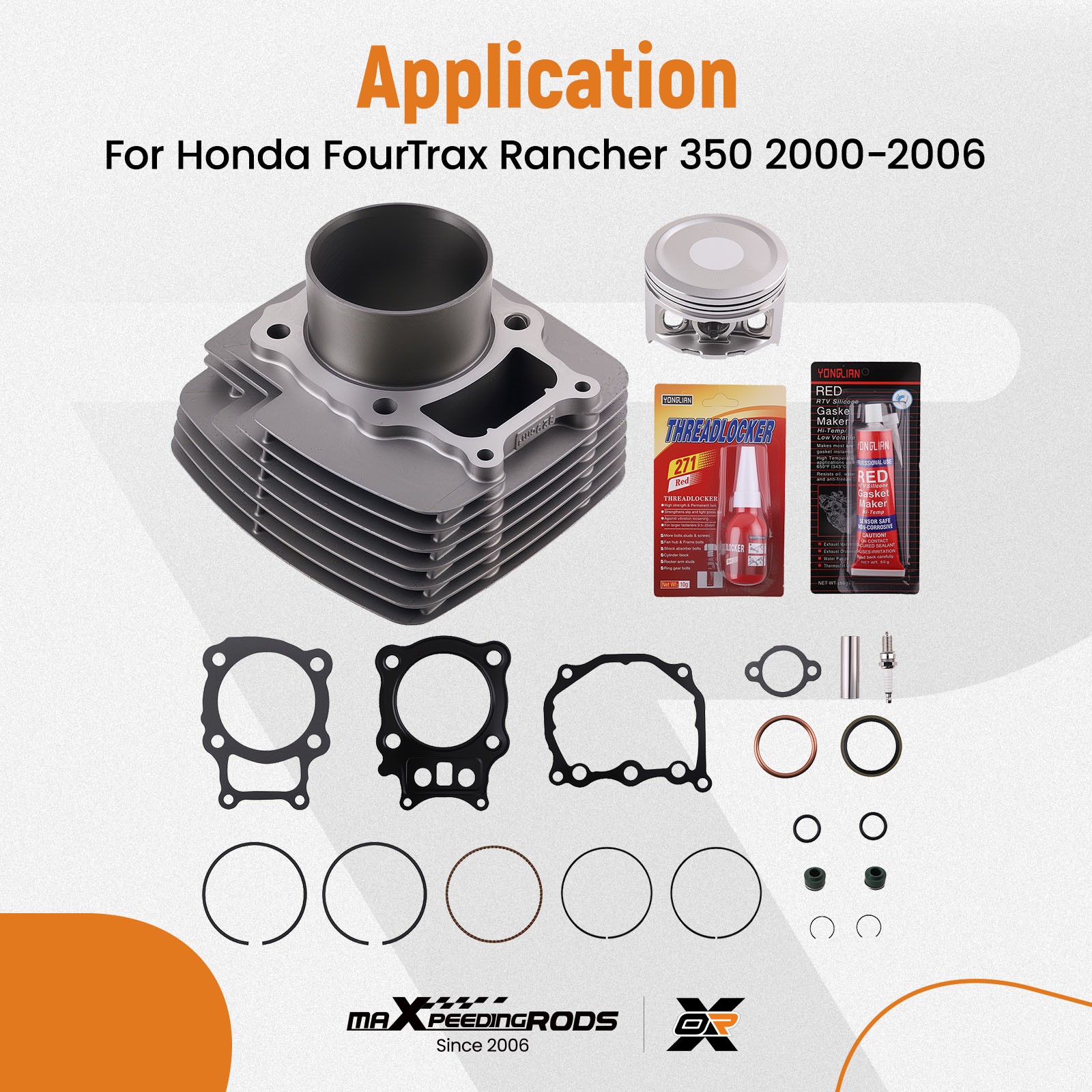 Cylinder Piston Gasket Top End Rebuild Kit For Honda Rancher TRX350 00-2006