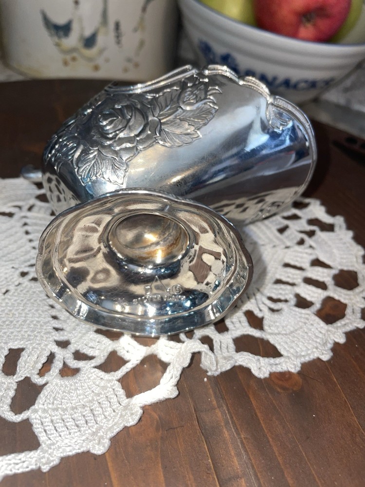 Victorian Silverplate Creamer Rose Pattern Floral Design