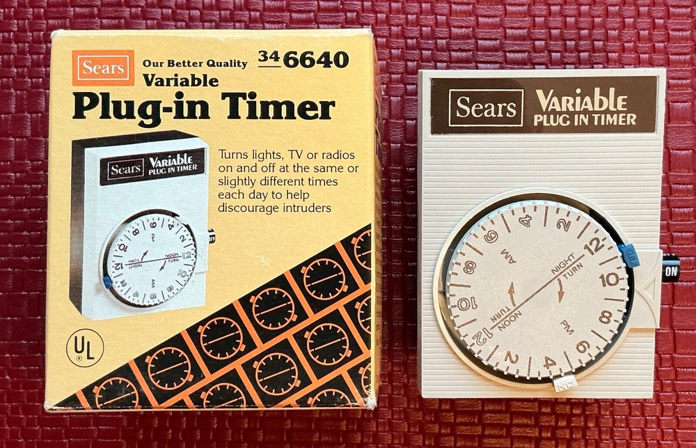 Sears Variable Plug-In Timer #34 6640 Lamp Lights Appliance Timer Vintage NOS