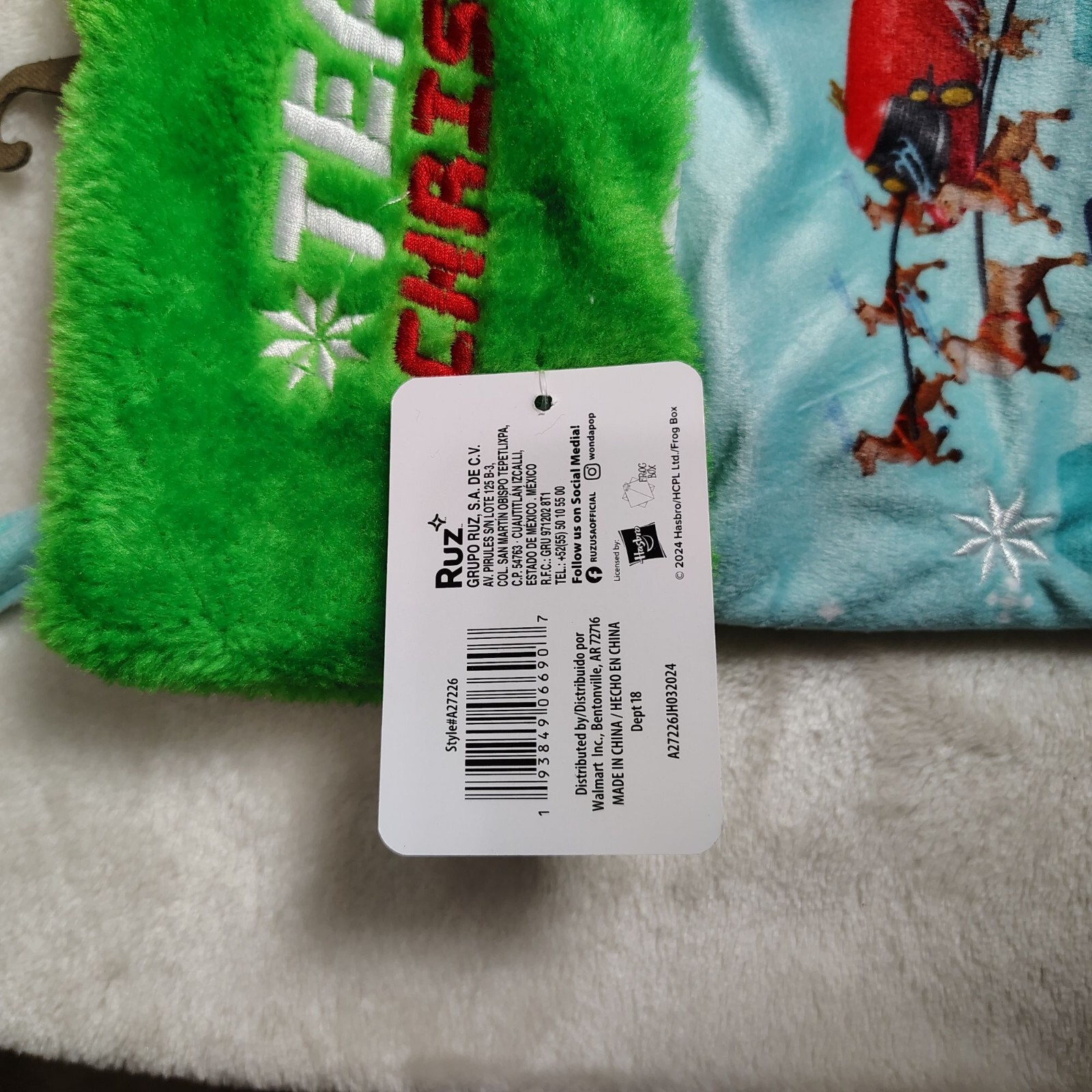 Ruz PJ Masks Santas Our Hero 18 Inch Embroidered Plush Christmas Stocking