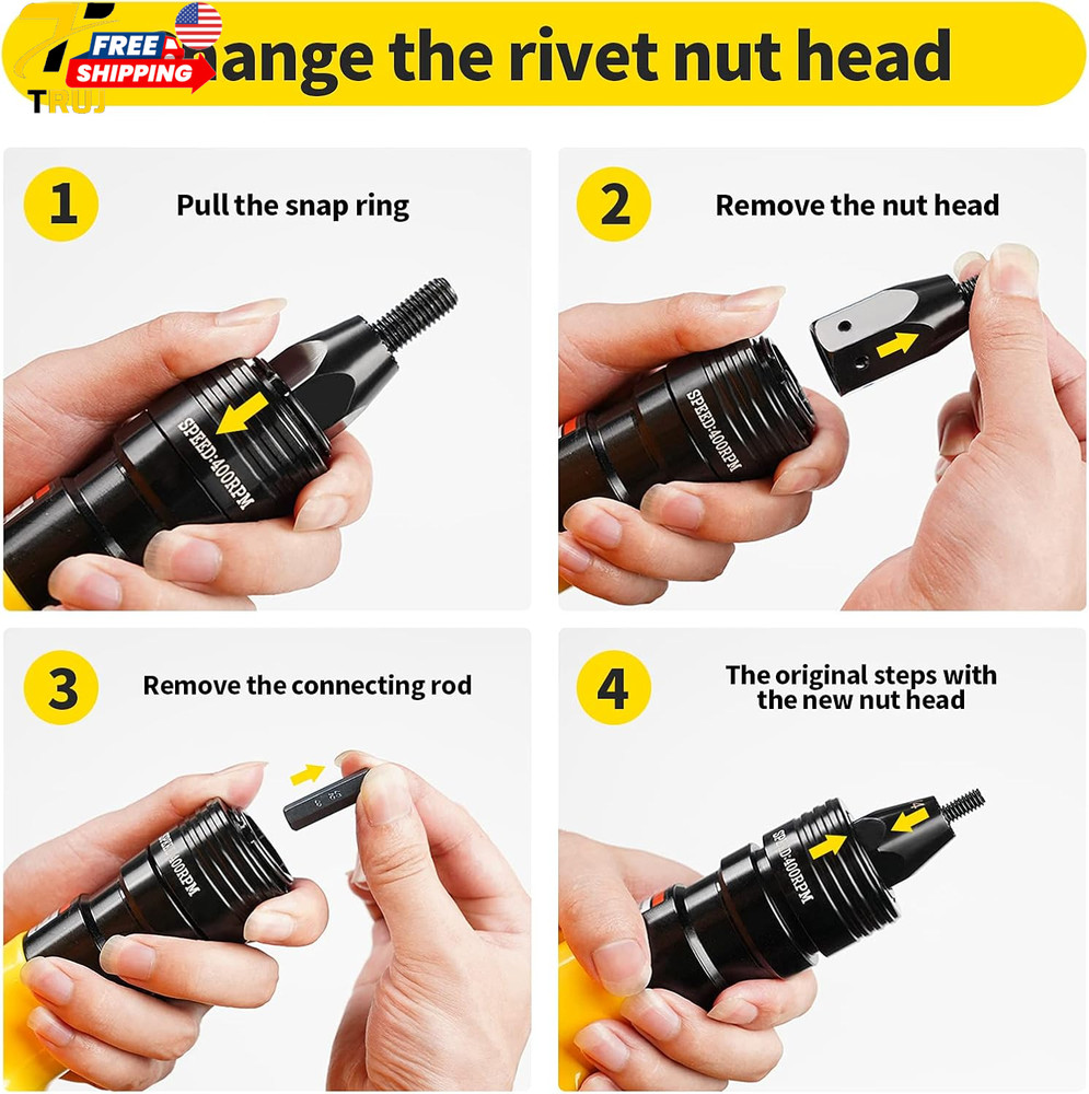 HIFESON Pneumatic Self-Locking Rivet Nut Gun Head(Replacement Mandrel Each 5pcs