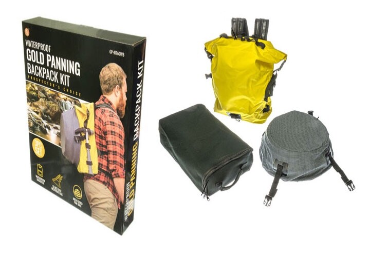 3Pc Set- Waterproof Gold Panning Backpack Kit,Includes-WaterProof Backpack,Sluic