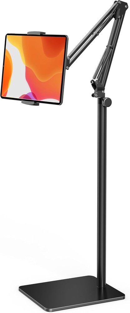 Tablet Floor Stand with 4.2LB Base,Overhead Bed Phone Angle BLACK