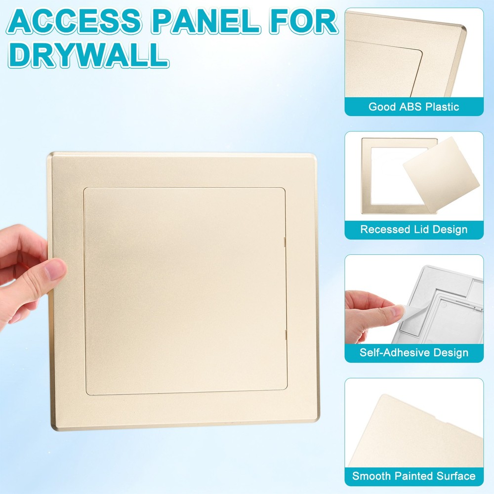 2-Pack Access Panel for Drywall, 6x6" Plastic Removable [Gold Tone, Square]
