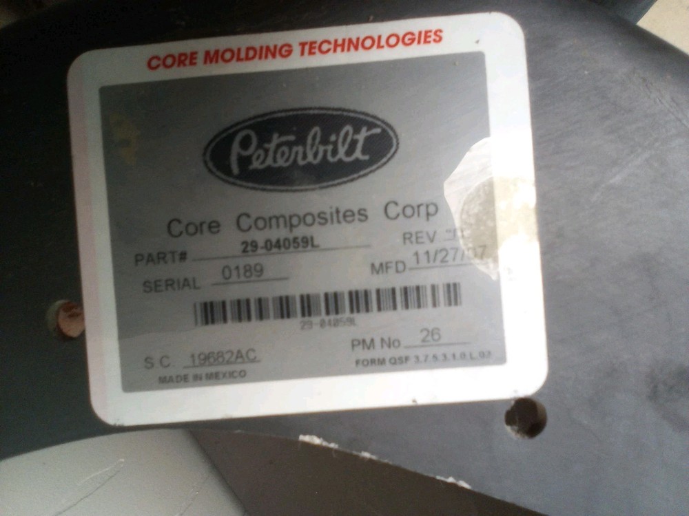Peterbilt Sleeper Upper Fairing Extender Left Side P/N 29-04059L