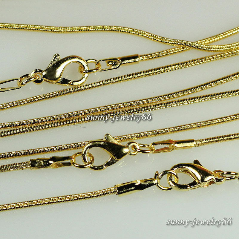 Wholesale 10pcs/20pcs Gold Plated 1.2mm Snake Chain Necklace 16",18",20",24"