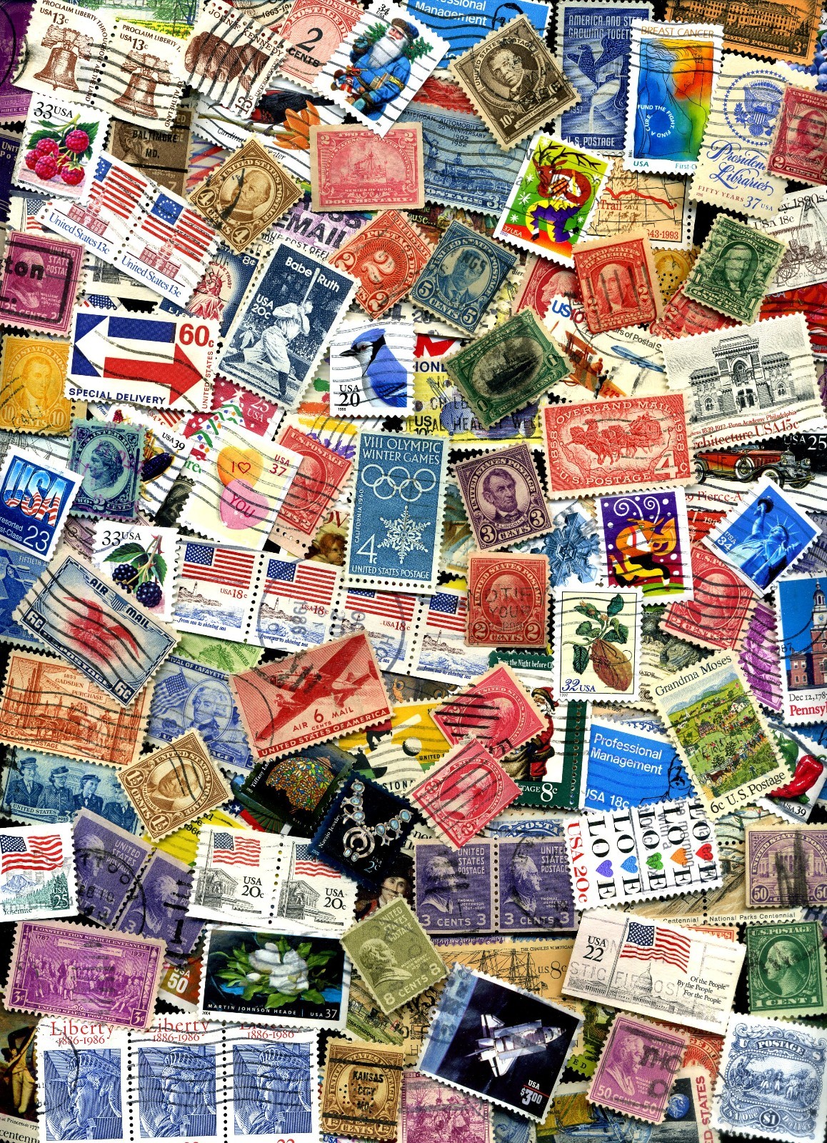 USED lot of over 1000+ mixed US stamps off paper - GREAT value!