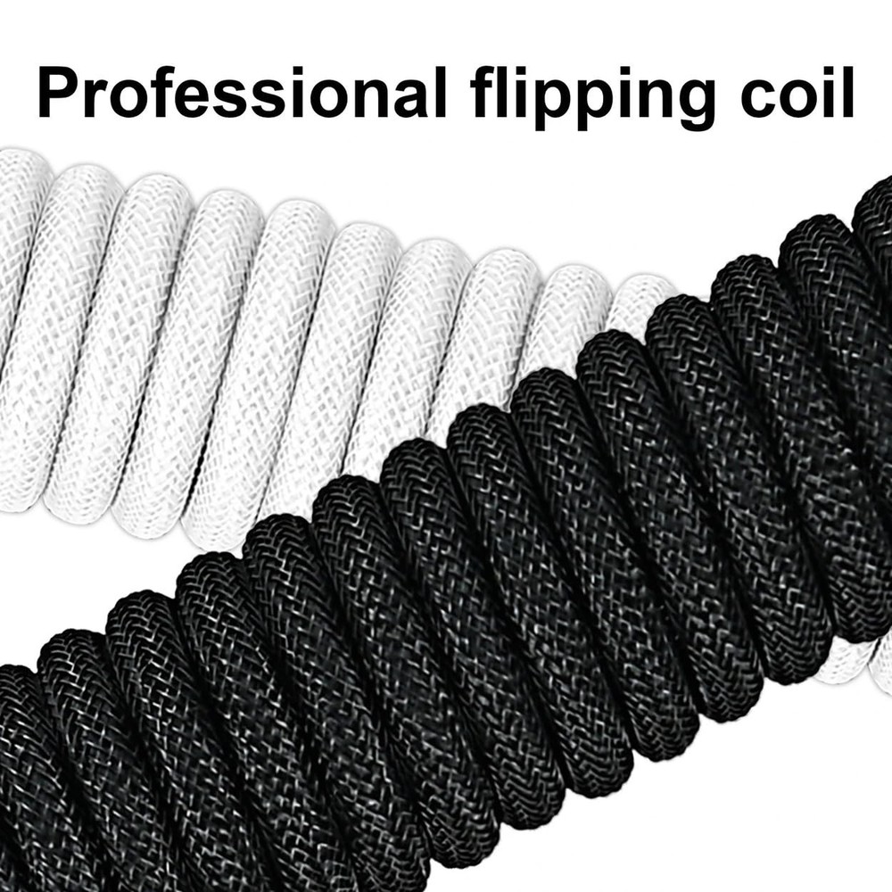 EastyGold Type C Mechanical Keyboard Coiled Cable USB Black