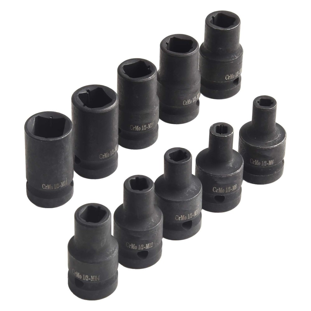 10PCS Square Tap Socket Set For Electric Driver Wrench M6M24 Rust-Proof