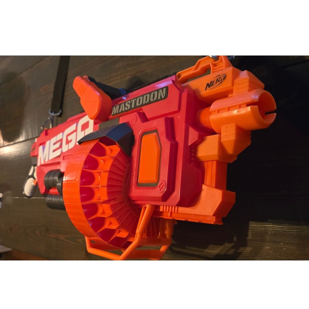 NERF N Strike Mega Mastodon Motorized Blaster 24 Drum Tested Working w Strap