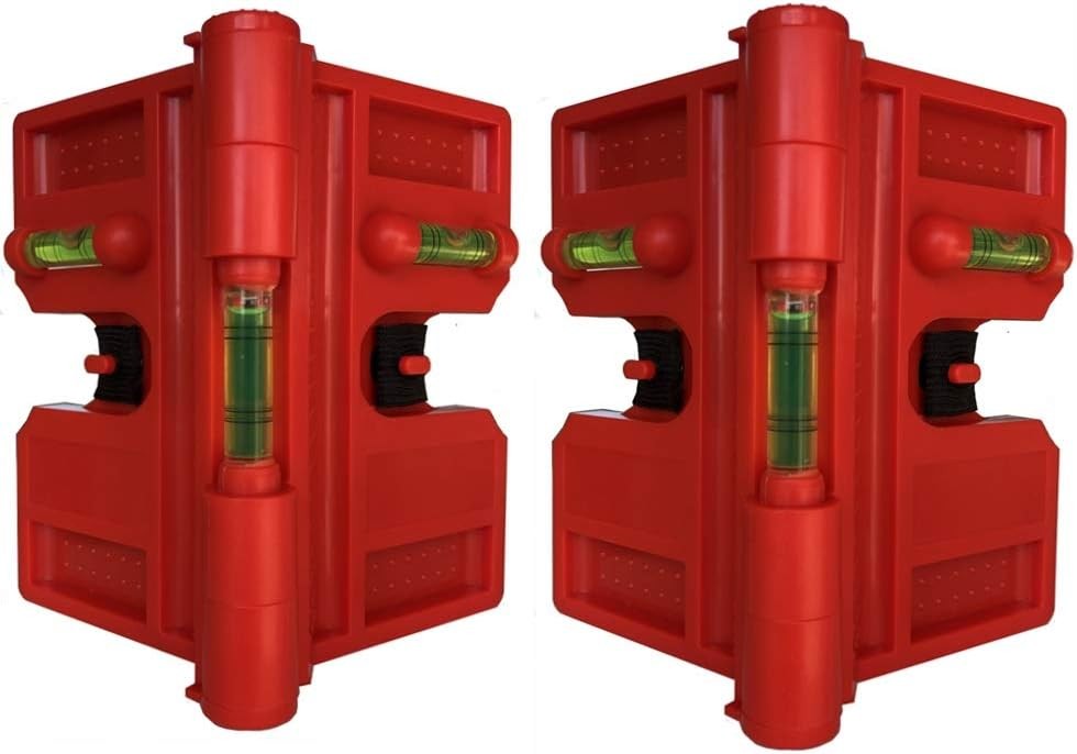 2 Pack Folding Magnetic Post Level for Pipe, and Beams Leveling Red