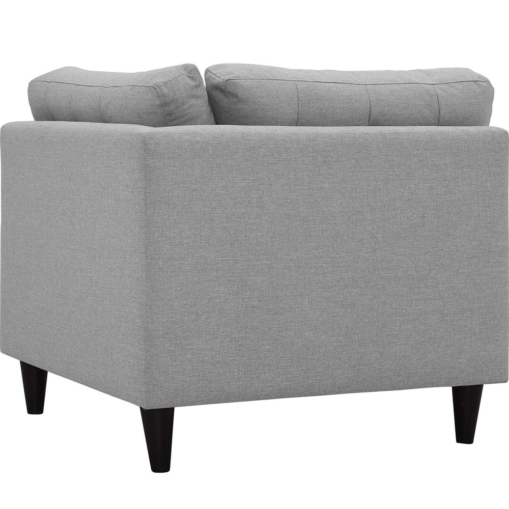 Modway Empress Upholstered Fabric Corner Sofa in Light Gray