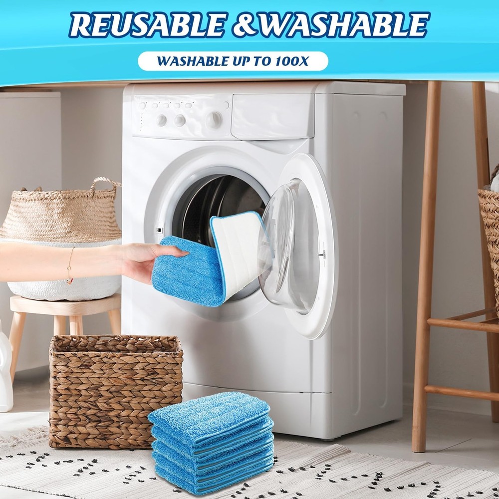 40 Pack Microfiber Mop Pads Machine Washable Cleaning Flat Mop Head Replaceme...