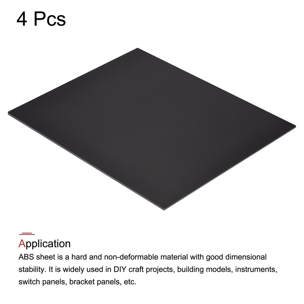 Black ABS Plastic Sheet 10x8x0.04" for Building Model, Panel, 4pcs